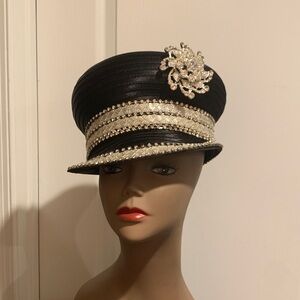 Black Hat with Silver Embellishments